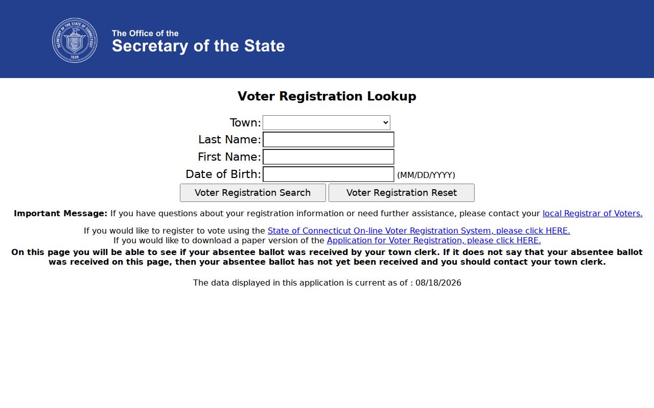 Shelton residents directory view of Connecticut voter lookup