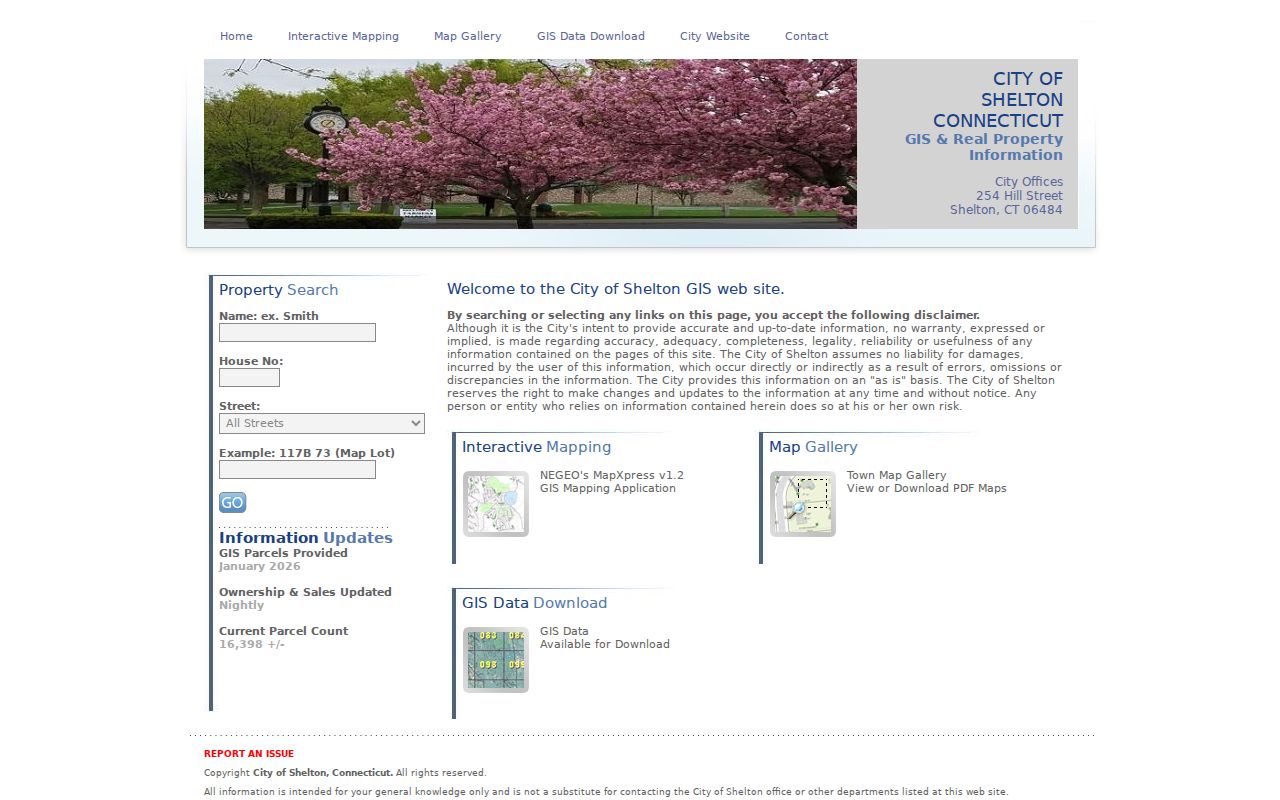 Shelton residents directory view of MapXpress parcel and owner search