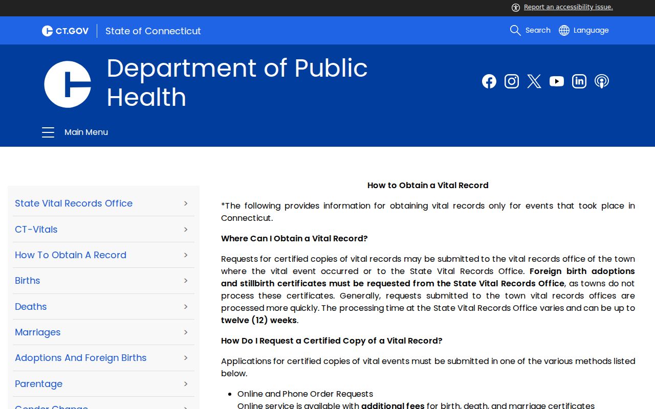 Shelton resident lookup how to obtain a Connecticut vital record