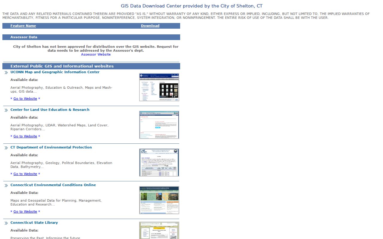 Shelton street directory GIS data download and assessor notice