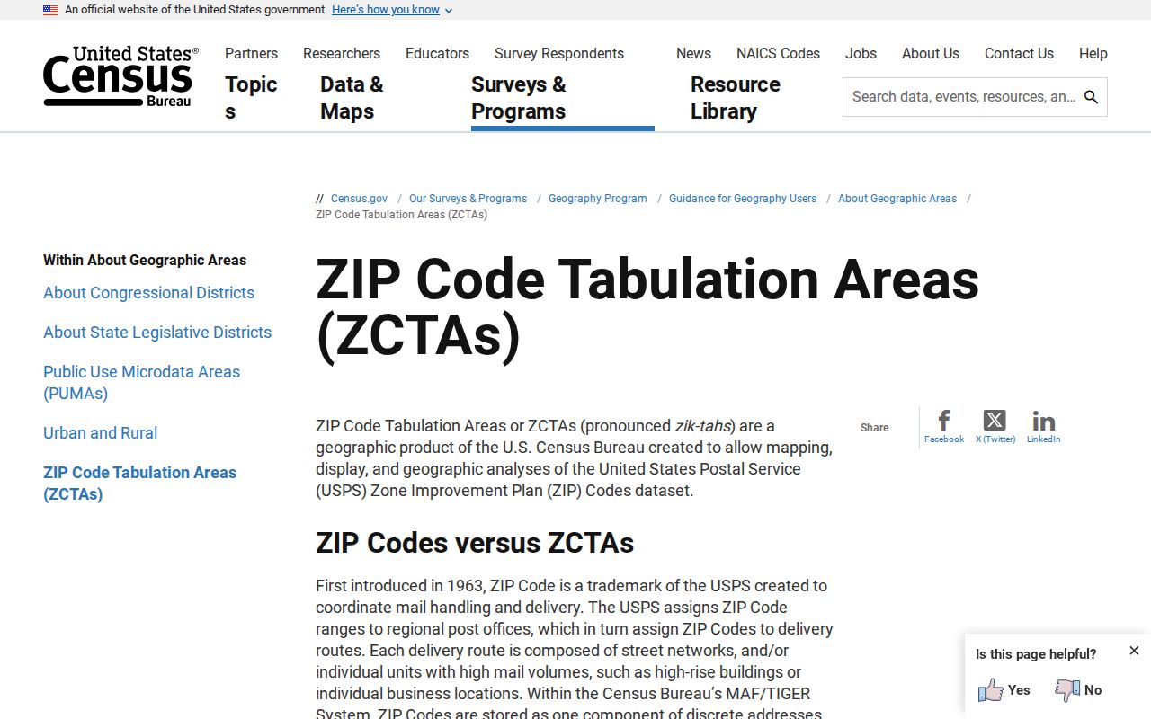 Shelton ZIP code directory Census ZCTA geography guidance